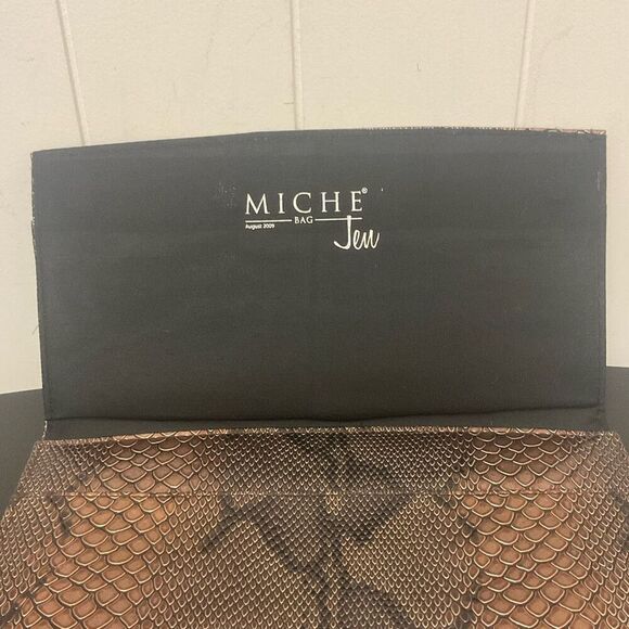 Miche Purse Classic Shell Cover Only Jen Brown Leather Snakeskin Print 11.5" - Picture 8 of 10